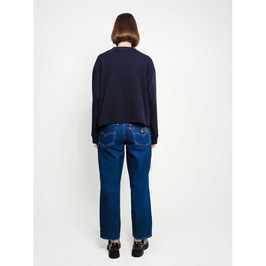 Patch Towel Ribbon Jumper in Navy