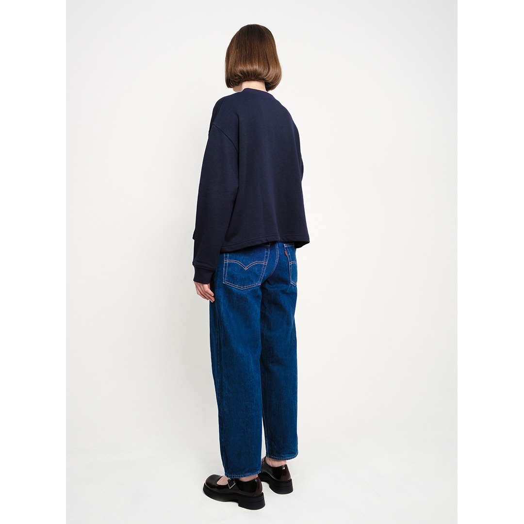 Patch Towel Ribbon Jumper in Navy