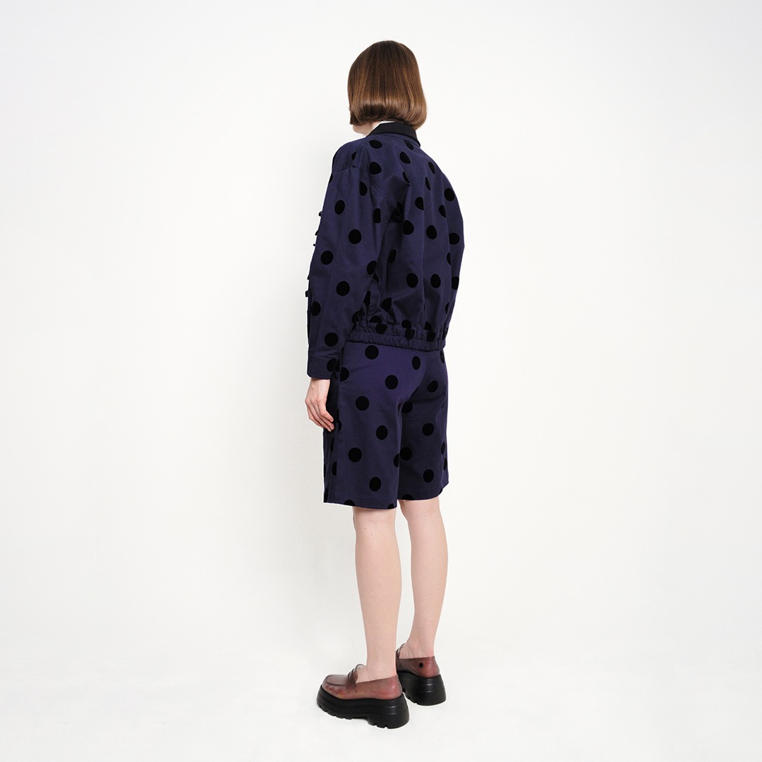 Flock Polkadot Ruffle Jacket