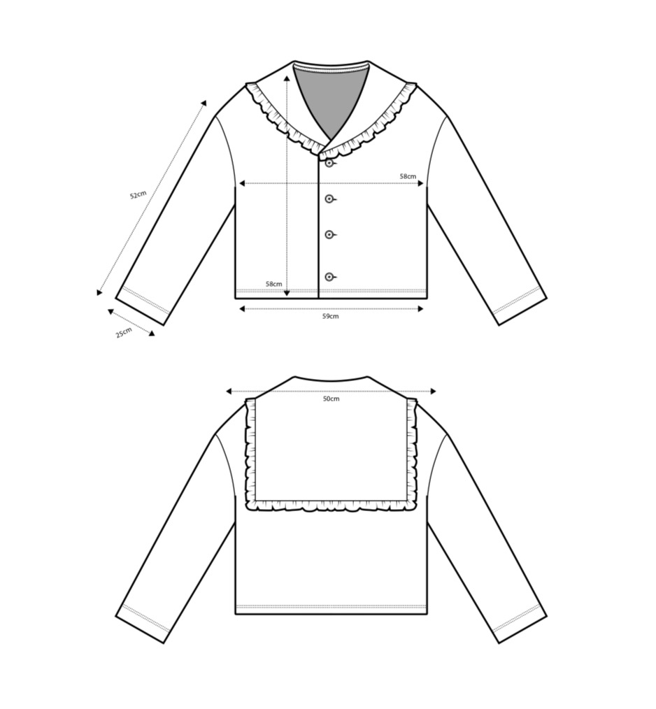 Girl Sailor Cardigan in Black