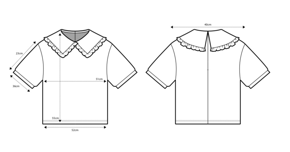 Frill Polkadot SS Shirt - Brown
