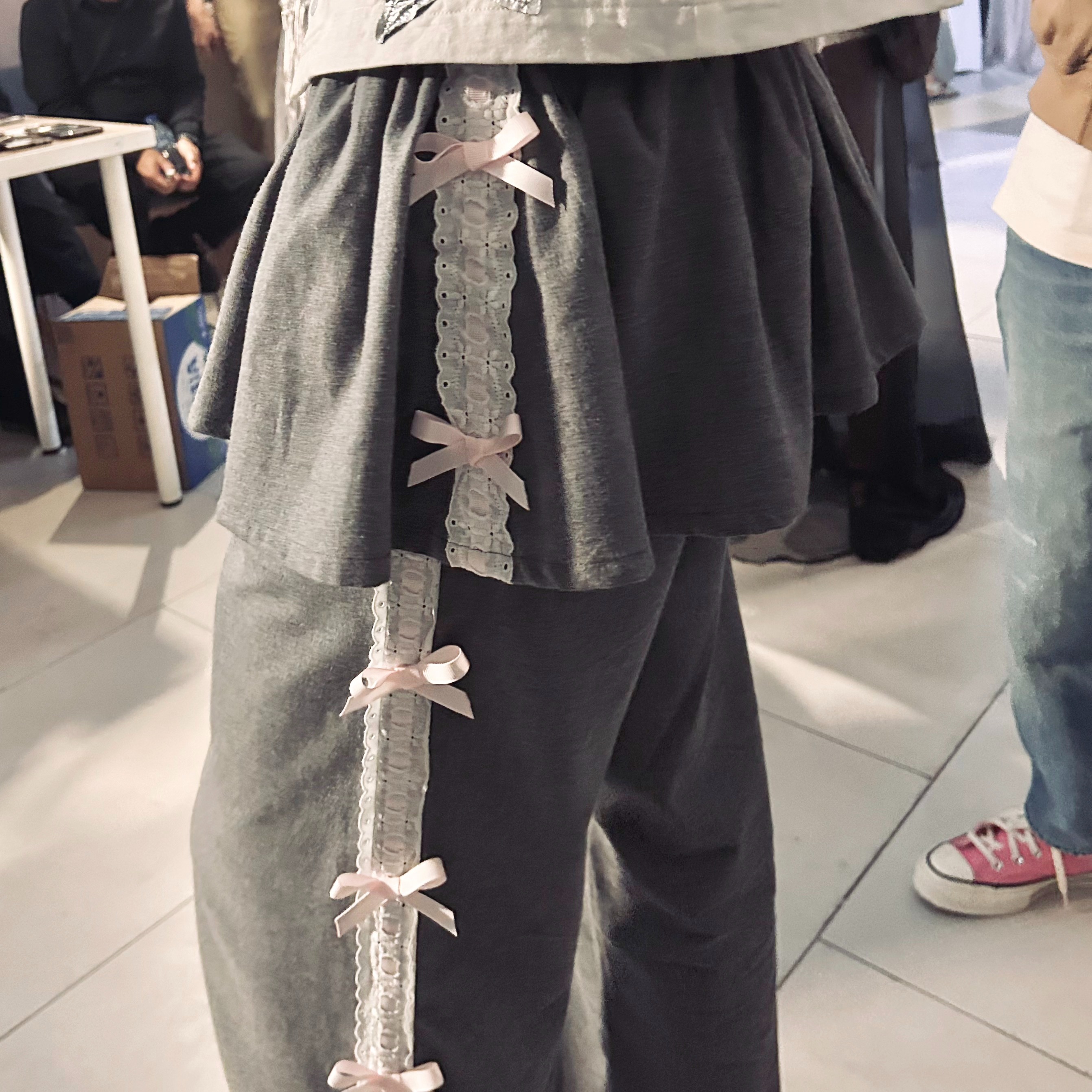 Broderie Ribbon Skirt Pants