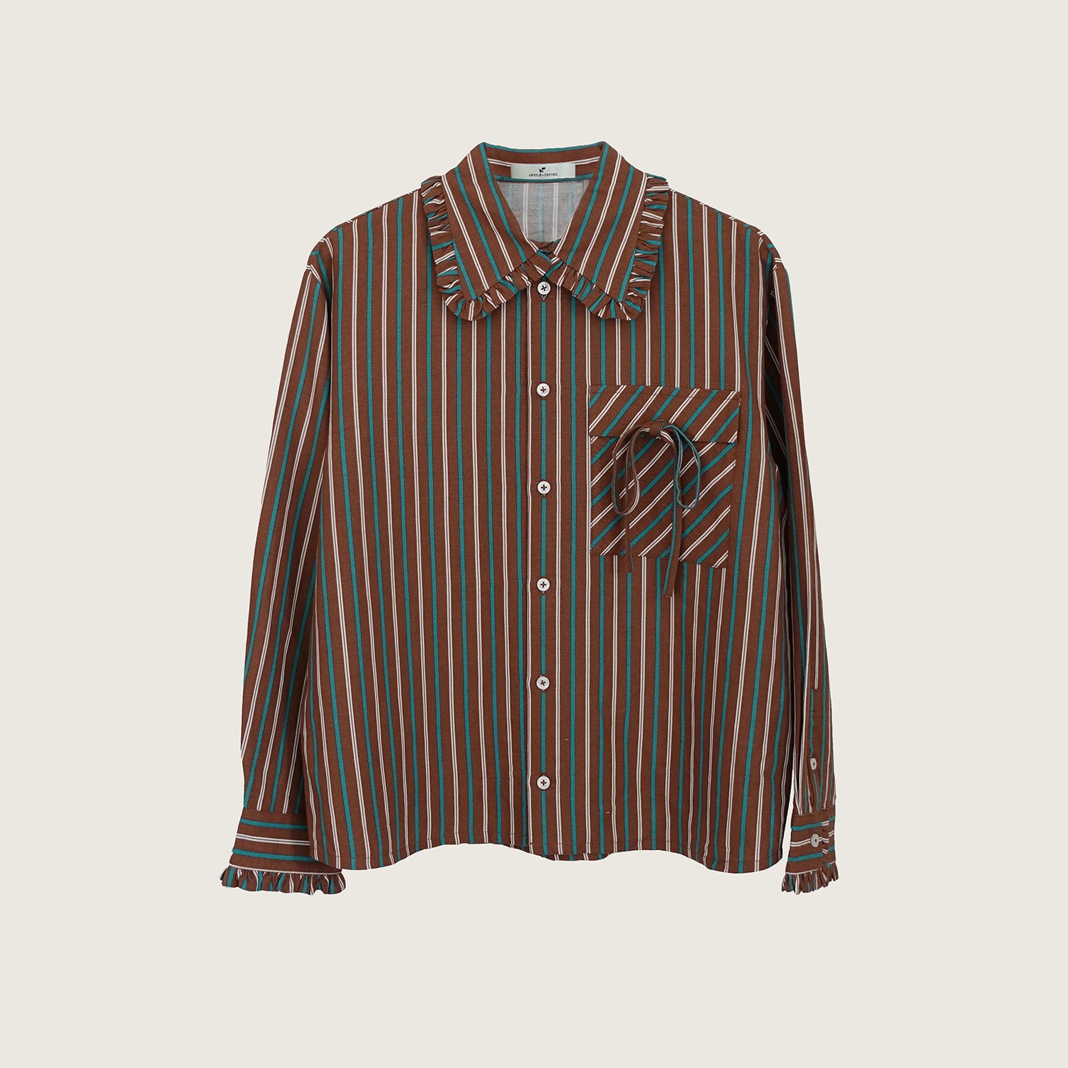 Ribbon Stripes Scandi Shirt in Brown