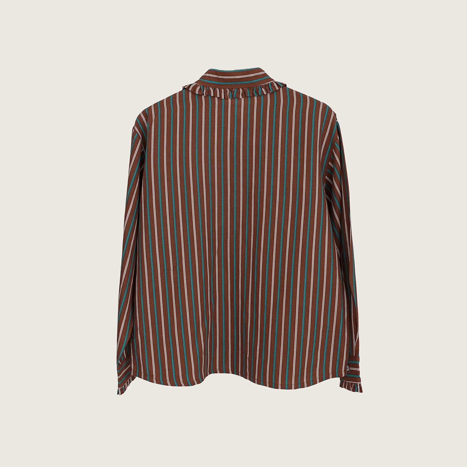 Ribbon Stripes Scandi Shirt in Brown
