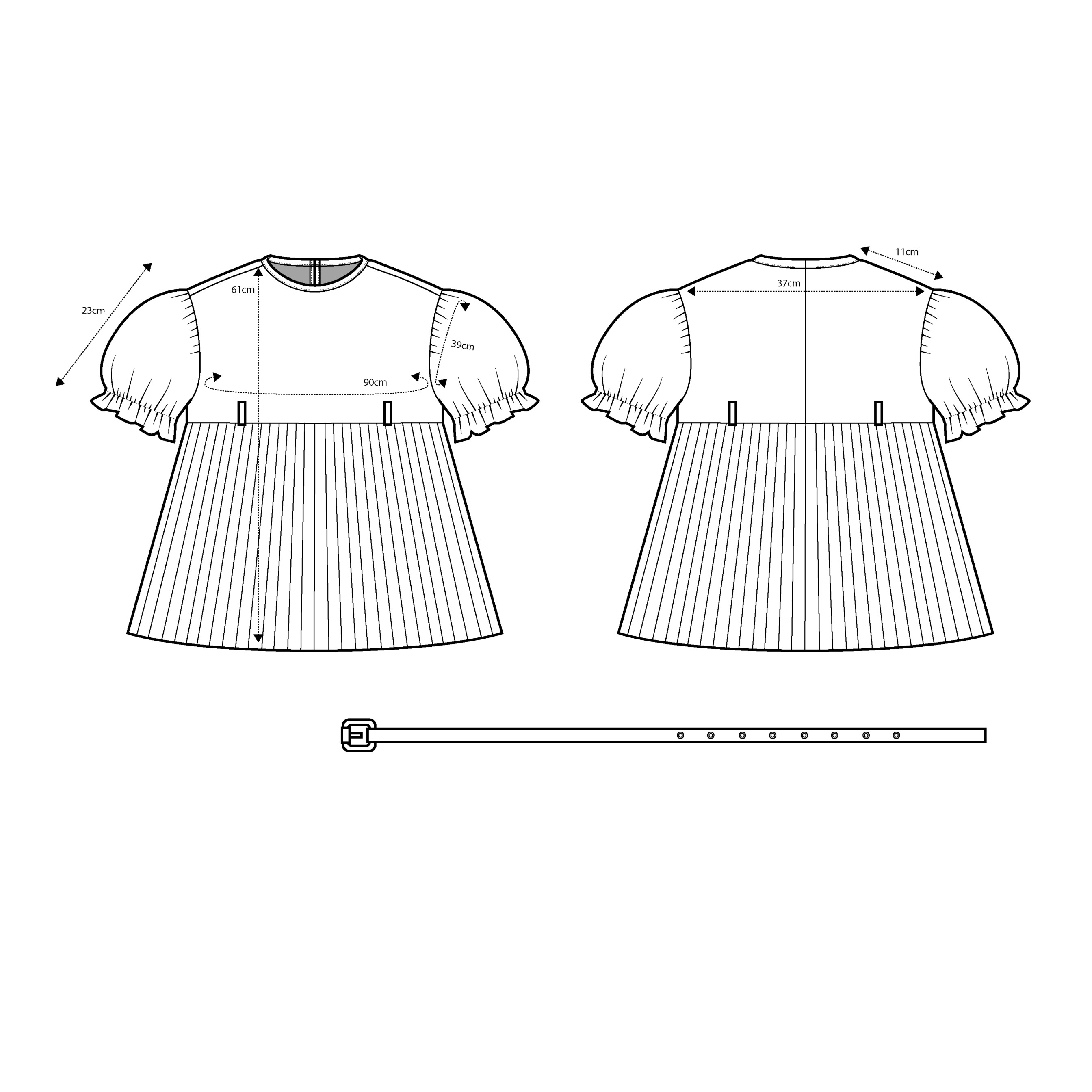 Belted Puff Pleated Top in Beige