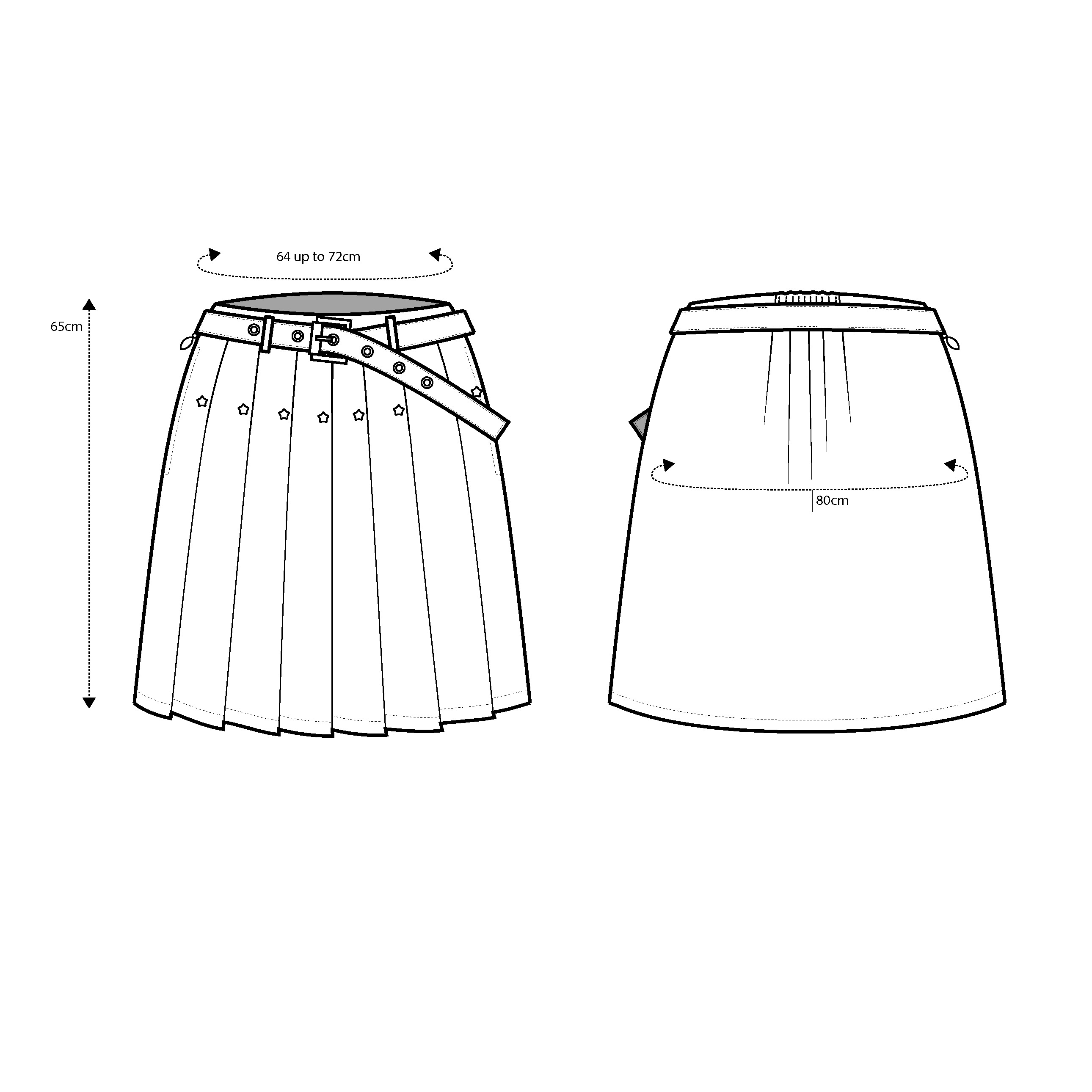 Rivet Belted Skirt in Black
