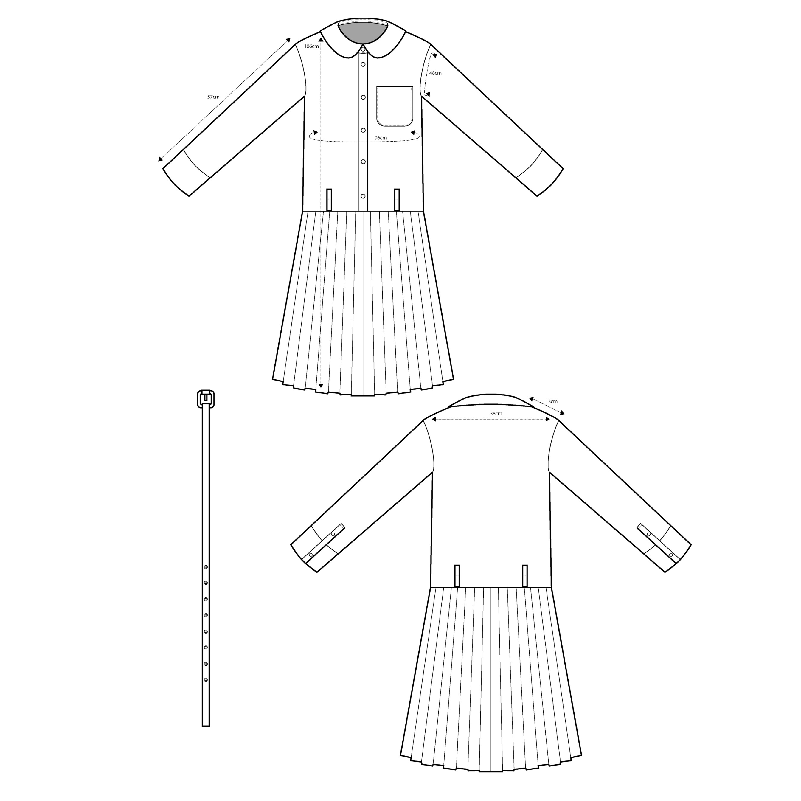 Belted Shirtdress in Grey