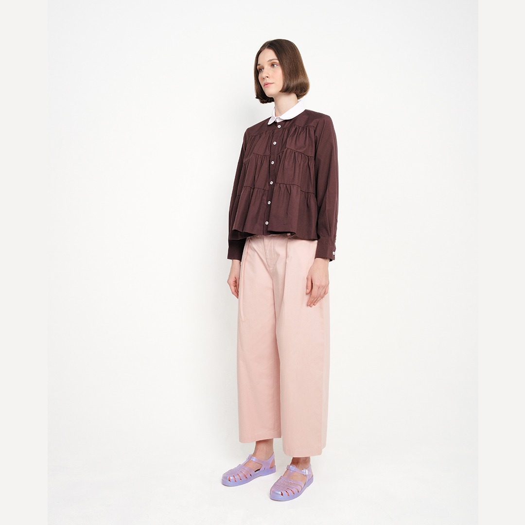 Mahogany Club Collar Tiered Shirt