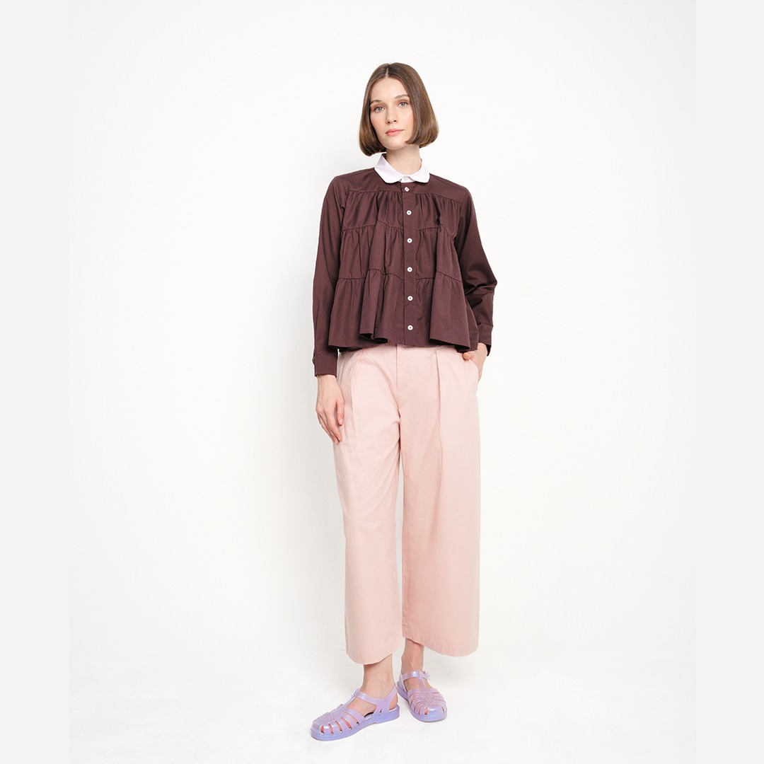Mahogany Club Collar Tiered Shirt