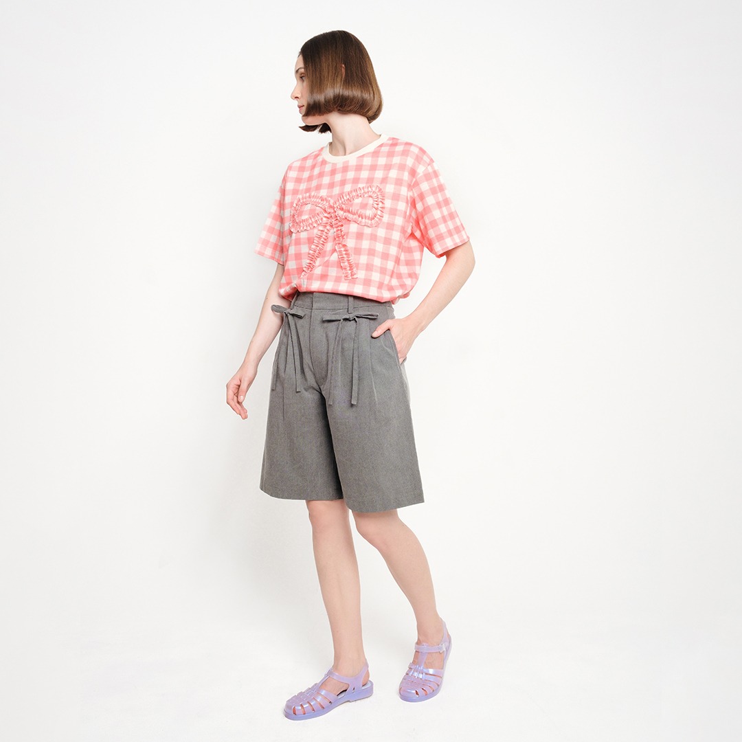 Ribbon Half Pants in Haze Grey