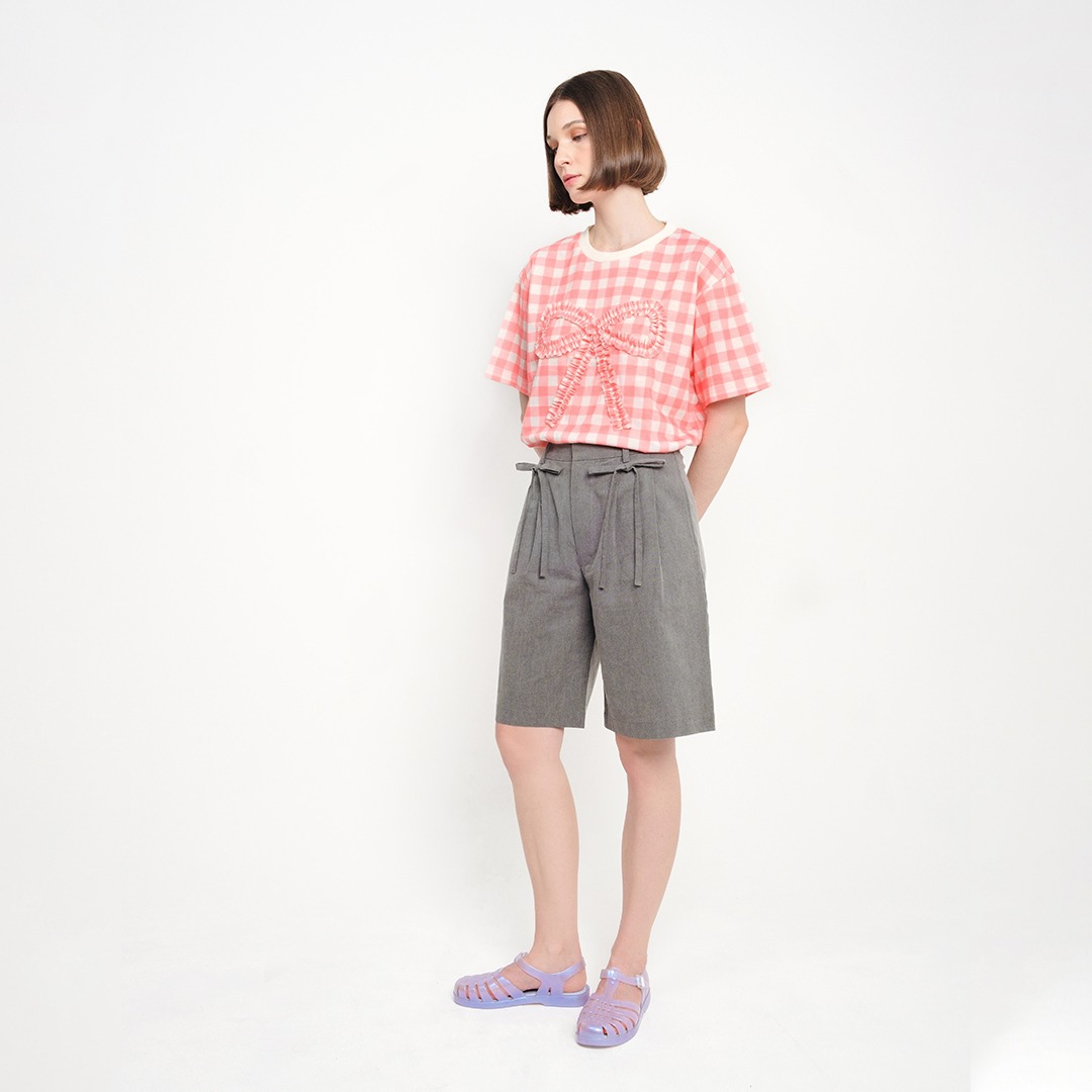 Ribbon Half Pants in Haze Grey