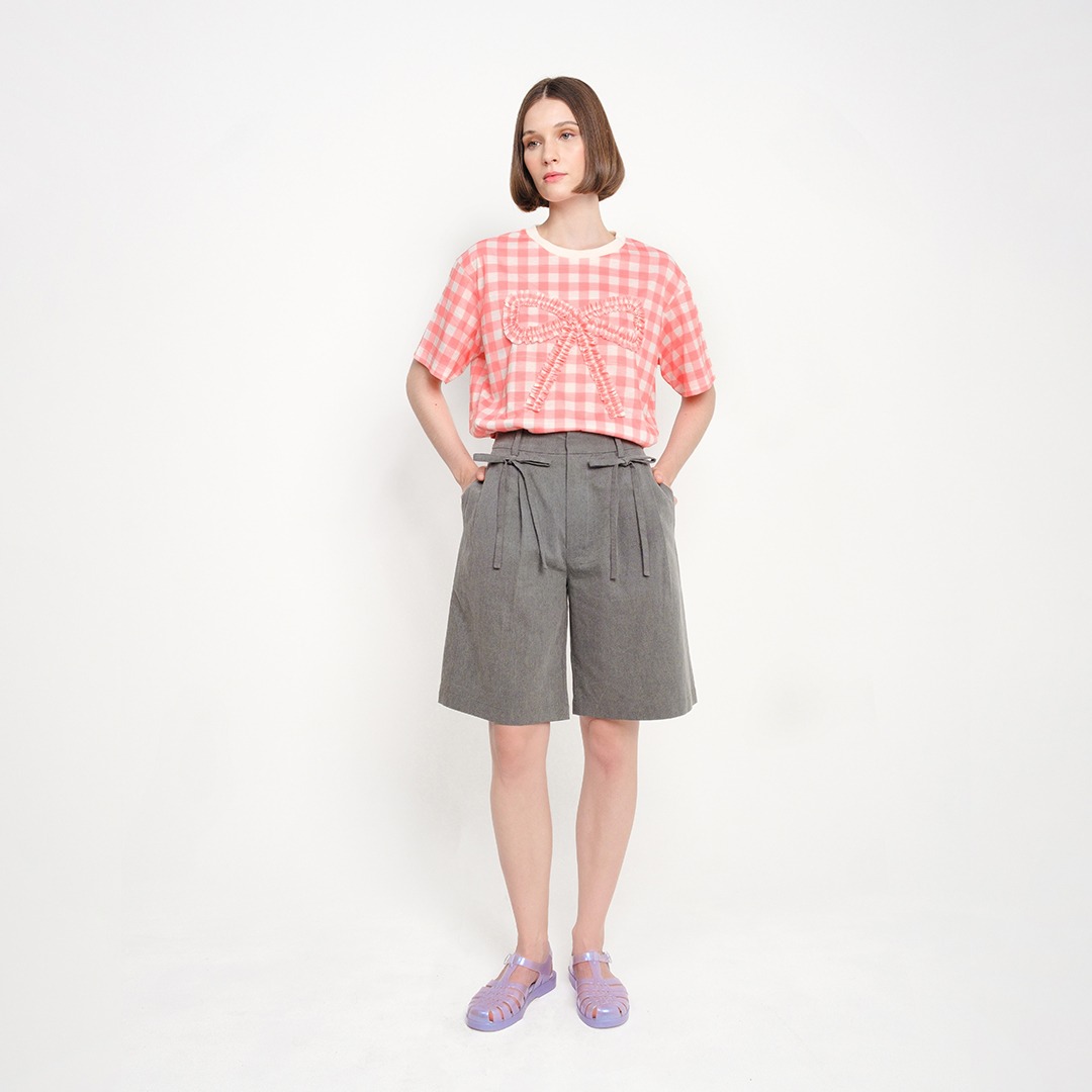 Ribbon Half Pants in Haze Grey