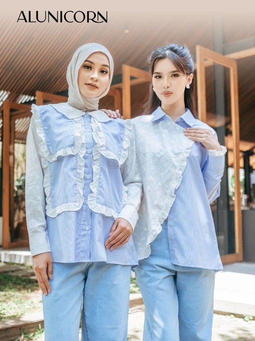 Image of Alunicorn - Royale Classic Series - Kemeja Katun Bordir Wanita  - Desain Elegan & Detail Renda
