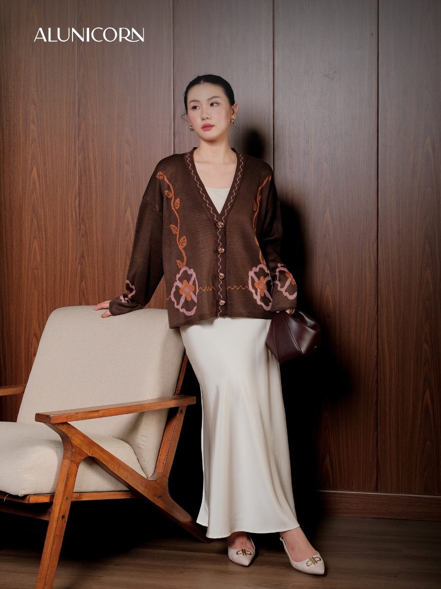Alunicorn - Senra Series Kaira - Cardigan Sweater Wanita Korean Style Knitwear Premium Elegant Casual Outer Rajut Fashion Cewek Kekinian