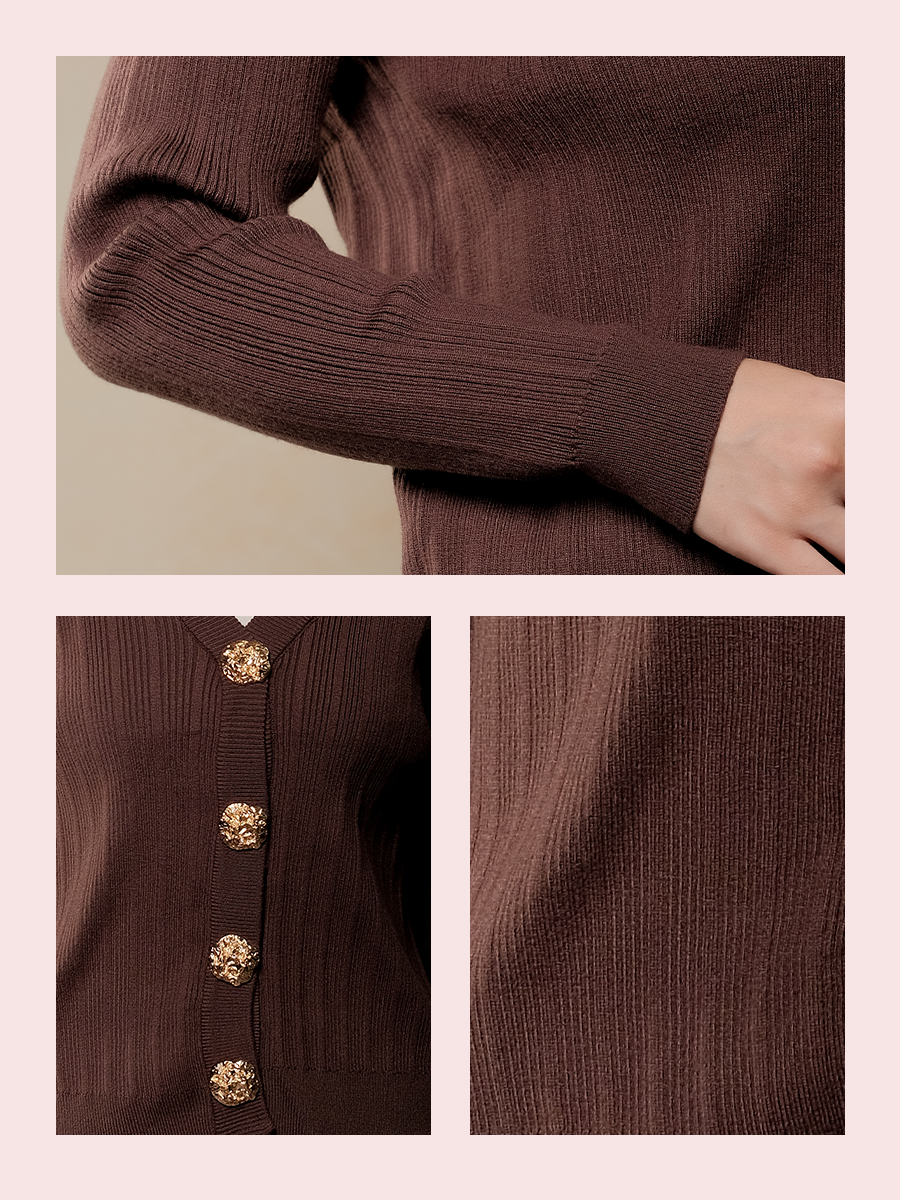 Alunicorn - Kira Cardigan Knit | Cardigan Rajut Wanita Premium Kancing Gold | Atasan Knitwear Wanita Elegan