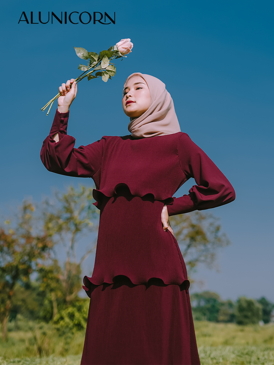 Alunicorn - Nura Dress - Dress plisket - Pleats Premium - Busui