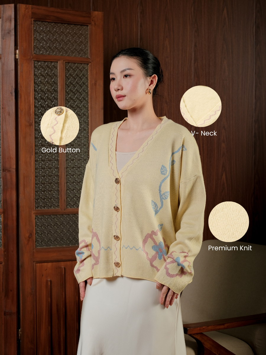Alunicorn - Senra Series Kaira - Cardigan Sweater Wanita Korean Style Knitwear Premium Elegant Casual Outer Rajut Fashion Cewek Kekinian