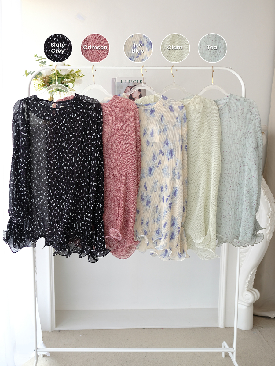 Alunicorn - Lizzie Blouse - Blouse Wanita - Blouse Plisket - Printed