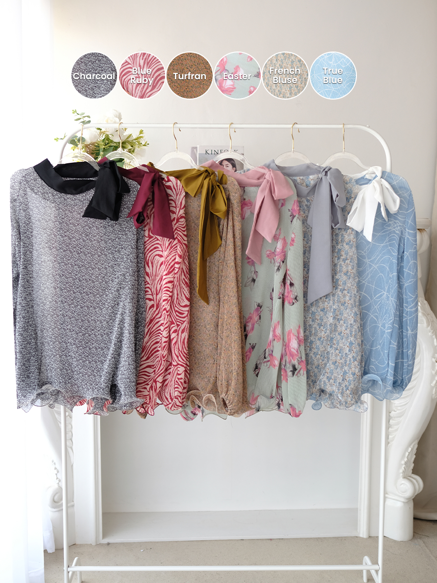 Alunicorn - Lizzie Blouse - Blouse Wanita - Blouse Plisket - Printed