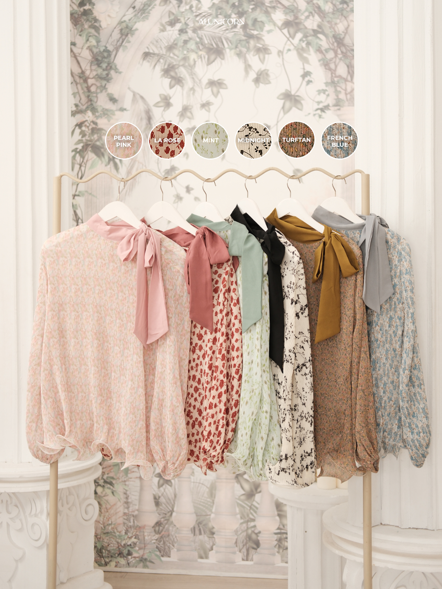 Alunicorn - Lizzie Blouse - Blouse Wanita - Blouse Plisket - Printed