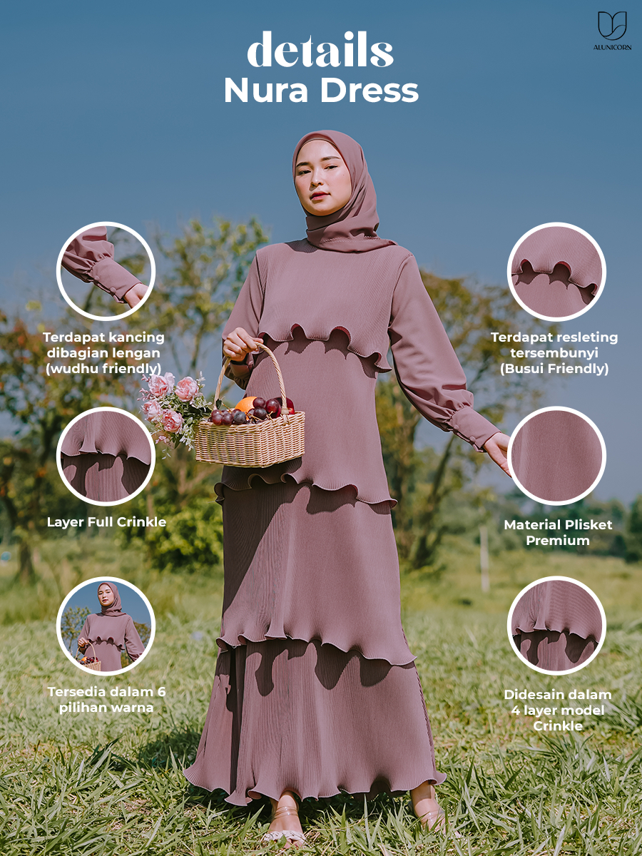 Alunicorn - Nura Dress - Dress plisket - Pleats Premium - Busui