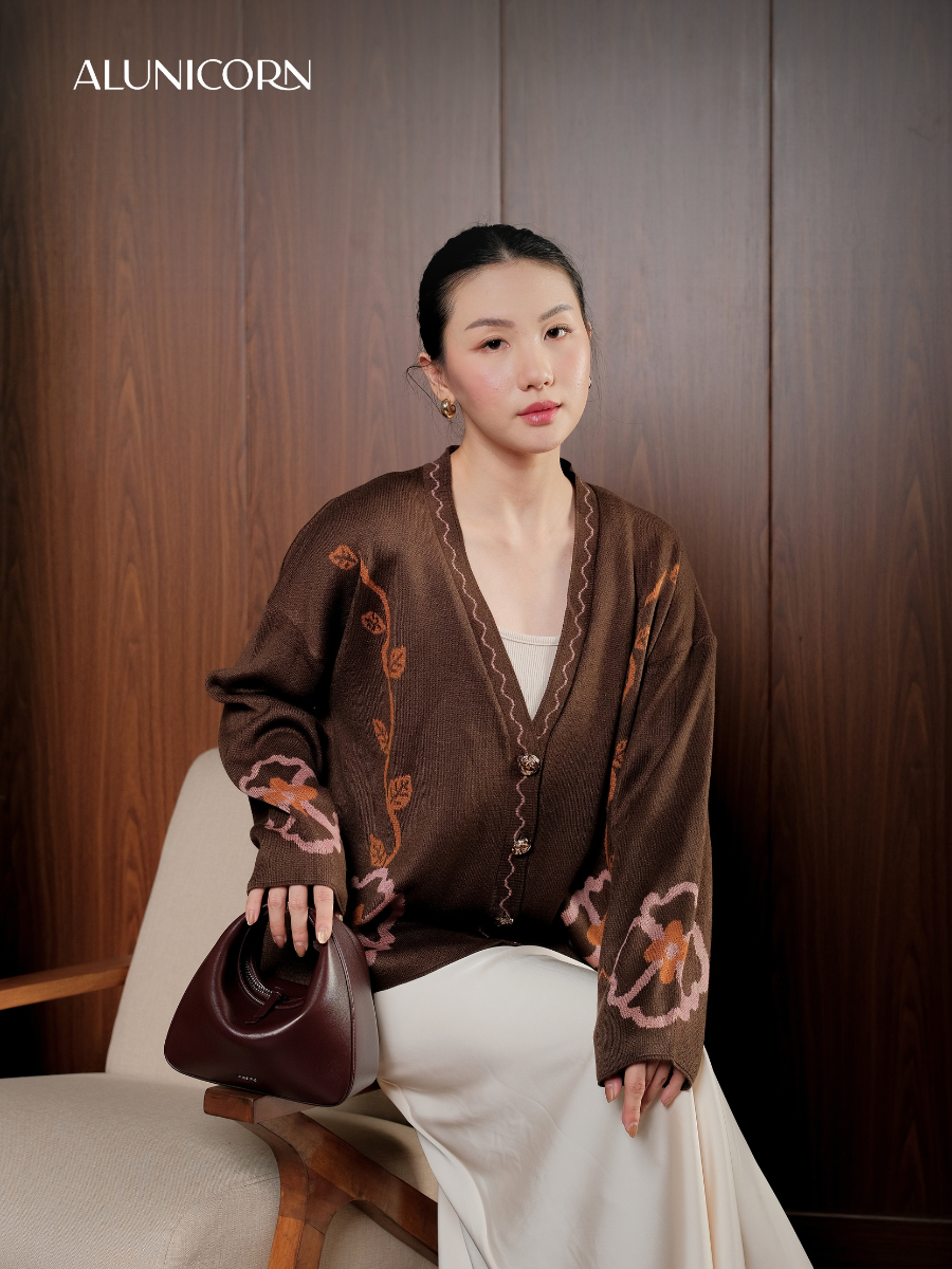 Alunicorn - Senra Series Kaira - Cardigan Sweater Wanita Korean Style Knitwear Premium Elegant Casual Outer Rajut Fashion Cewek Kekinian