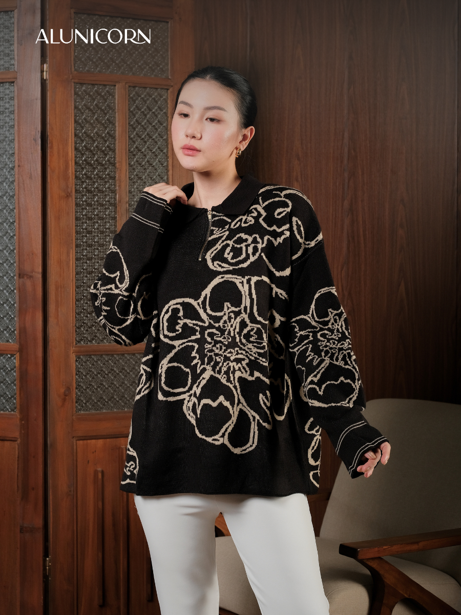 Alunicorn - Senra Series Sora - Sweater Blouse Wanita Korean Style Knitwear Premium Elegant Casual Outer Rajut Fashion Cewek Kekinian
