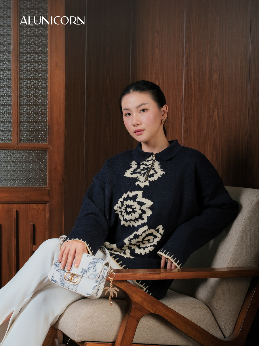 Alunicorn - Senra Series Hana - Sweater Blouse Wanita Korean Style Knitwear Premium Elegant Casual Outer Rajut Fashion Cewek Kekinian