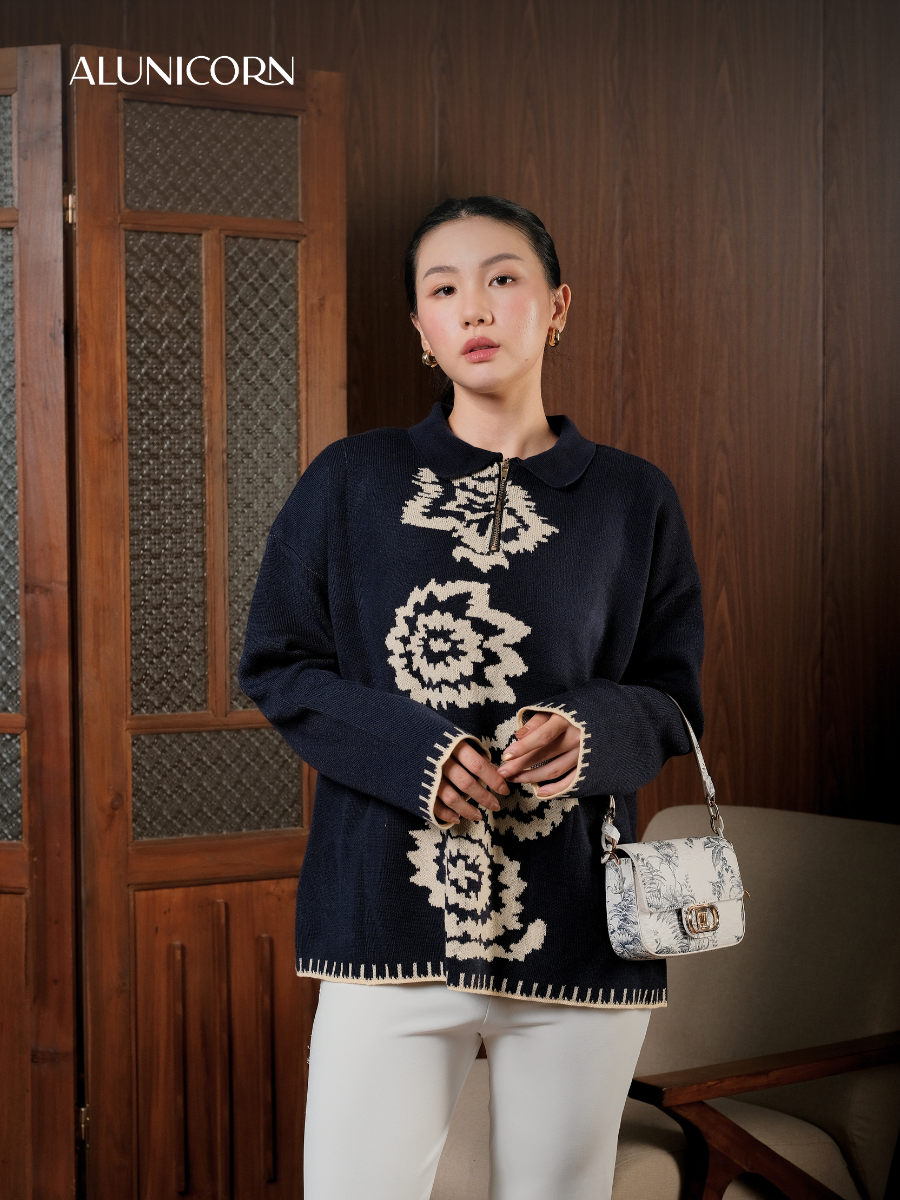 Alunicorn - Senra Series Hana - Sweater Blouse Wanita Korean Style Knitwear Premium Elegant Casual Outer Rajut Fashion Cewek Kekinian
