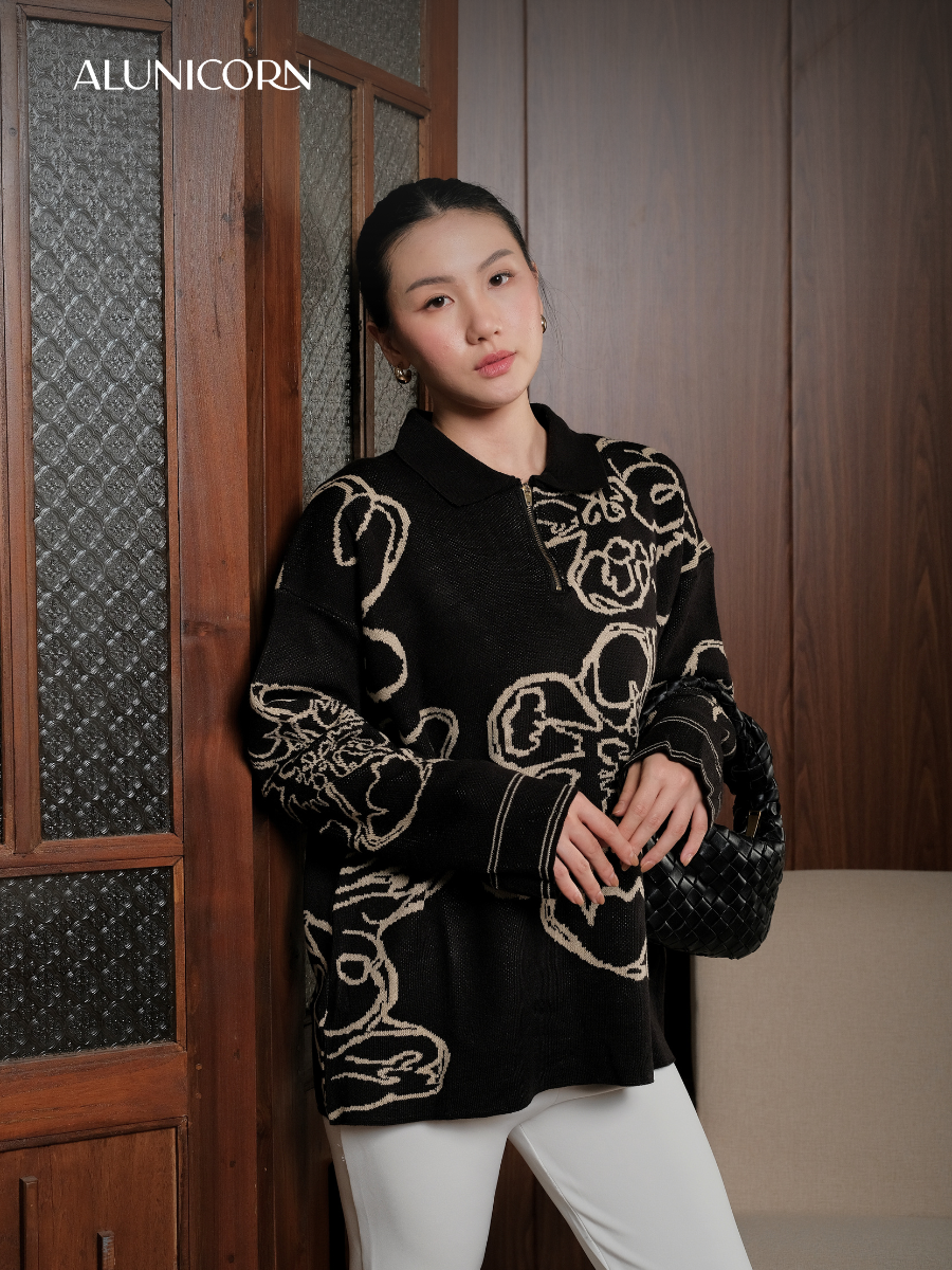 Alunicorn - Senra Series Sora - Sweater Blouse Wanita Korean Style Knitwear Premium Elegant Casual Outer Rajut Fashion Cewek Kekinian
