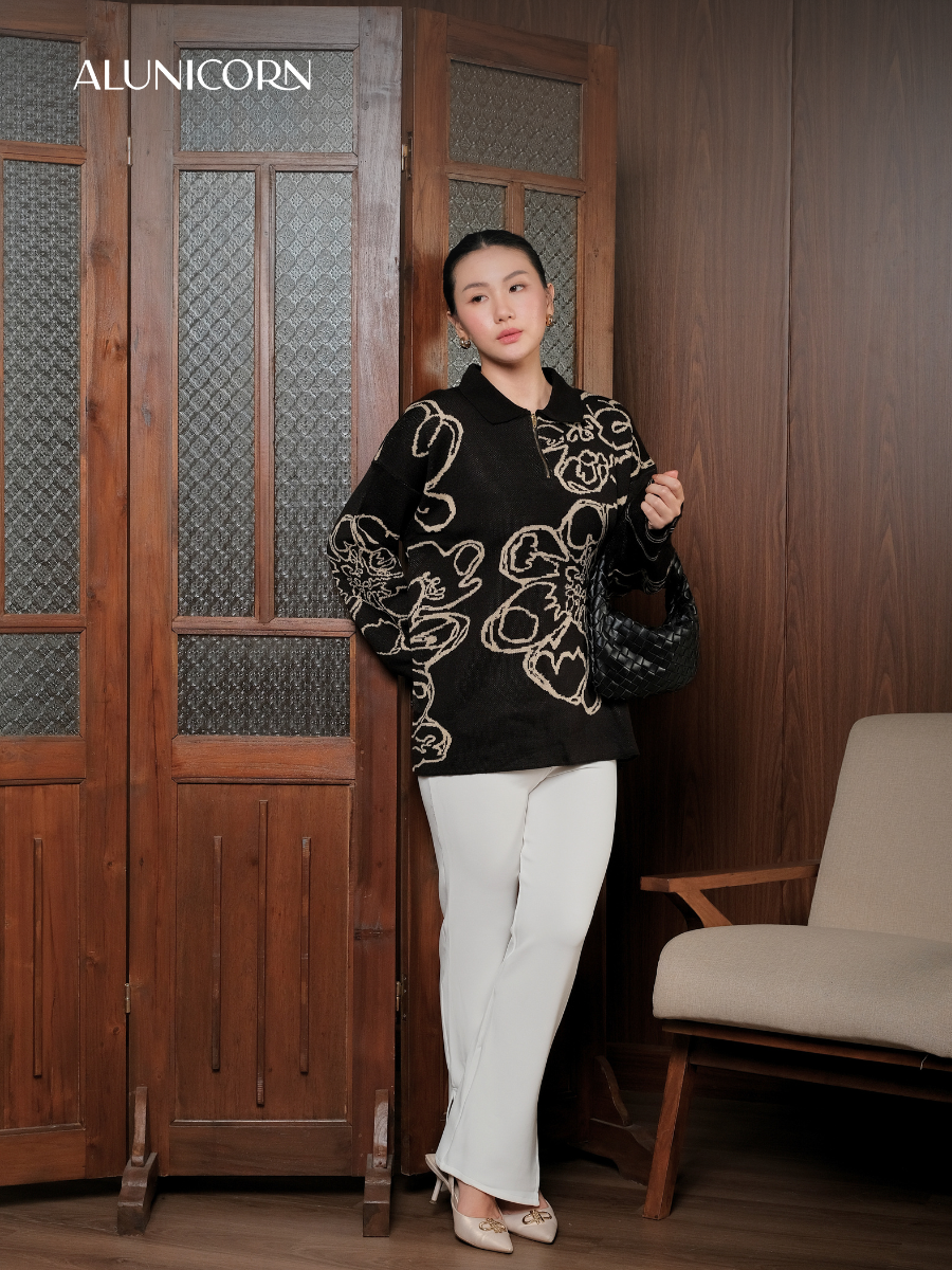 Alunicorn - Senra Series Sora - Sweater Blouse Wanita Korean Style Knitwear Premium Elegant Casual Outer Rajut Fashion Cewek Kekinian