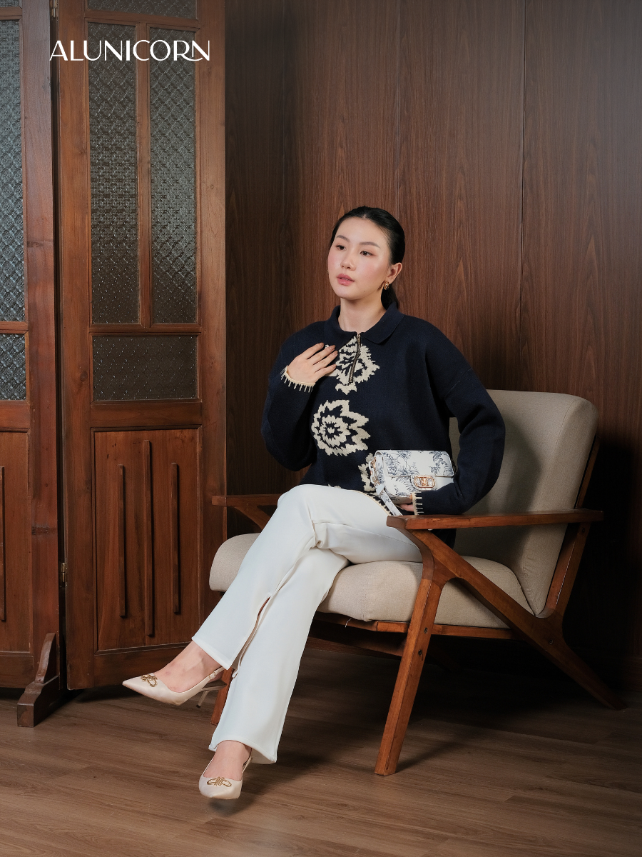 Alunicorn - Senra Series Hana - Sweater Blouse Wanita Korean Style Knitwear Premium Elegant Casual Outer Rajut Fashion Cewek Kekinian
