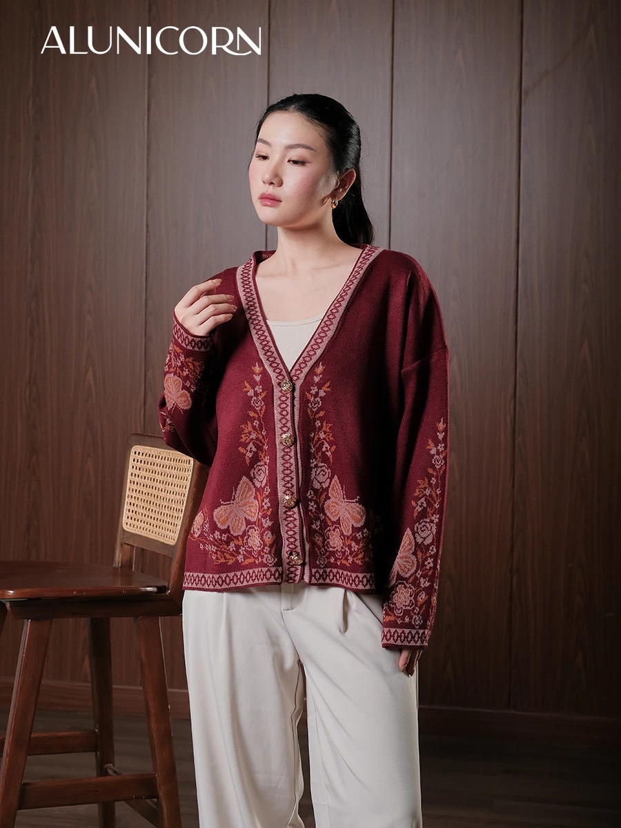 Alunicorn - Aruna Series Chika - Cardigan Knit Wanita - Outer Rajut Korean Style Lembut Elegan