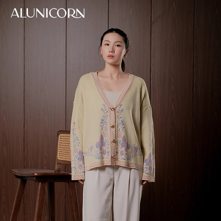Alunicorn - Aruna Series Chika - Cardigan Knit Wanita - Outer Rajut Korean Style Lembut Elegan
