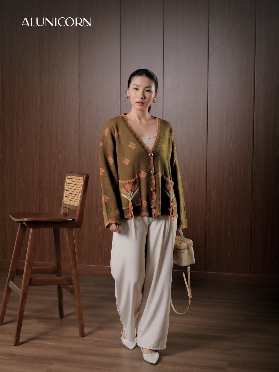 Alunicorn - Aruna Series Riko - Cardigan Knit Wanita - Outer Rajut Korean Style Lembut Elegan