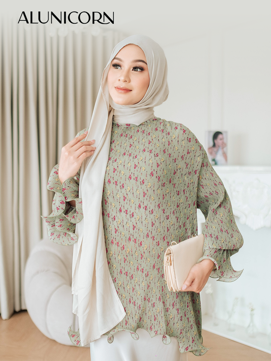 Alunicorn - Lizzie Blouse - Blouse Wanita - Blouse Plisket - Printed