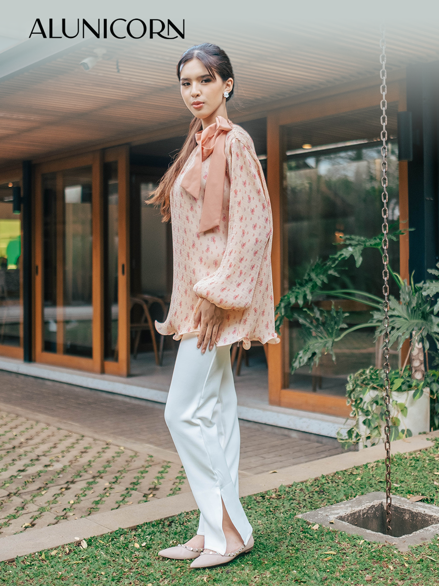 Alunicorn - Lizzie Blouse - Blouse Wanita - Blouse Plisket - Printed