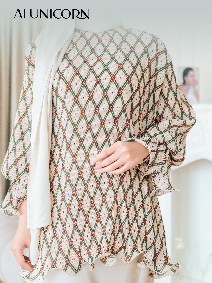 Alunicorn - Lizzie Blouse - Blouse Wanita - Blouse Plisket - Printed