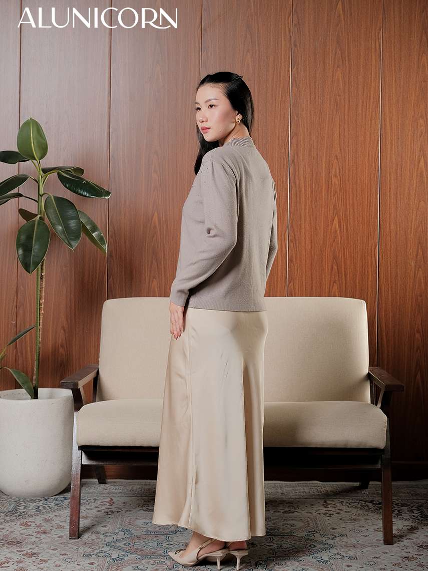 Alunicorn - Hoshi Neck Sweater | Sweater Rajut Wanita Premium | Knit Sweater Lengan Panjang | Atasan Wanita Elegan