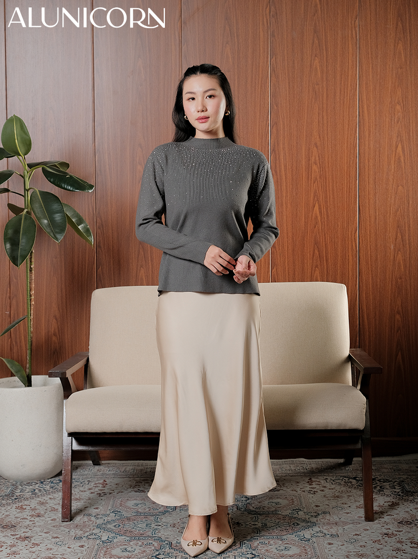 Alunicorn - Hoshi Neck Sweater | Sweater Rajut Wanita Premium | Knit Sweater Lengan Panjang | Atasan Wanita Elegan