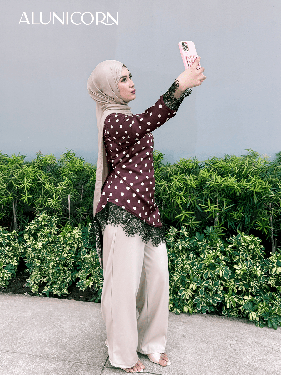 Alunicorn - Zara PolkaTop - Blouse Wanita Polkadot Premium - Tunik Lengan Panjang Atasan Elegant Baju Kerja Daily Wear