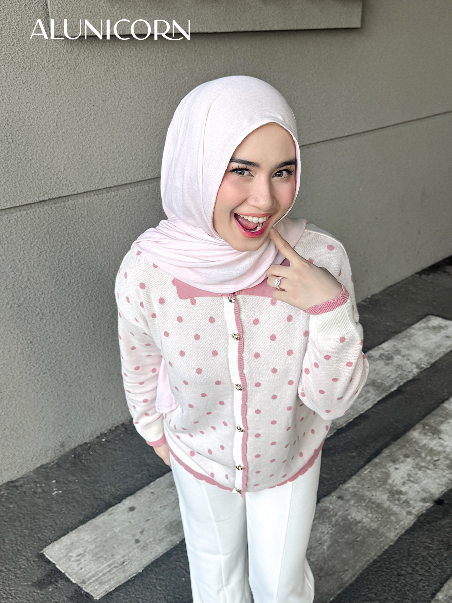 Alunicorn - Lolly Polka Cardigan | Cardigan Rajut Wanita Premium Motif Polkadot | Knit Button Up
