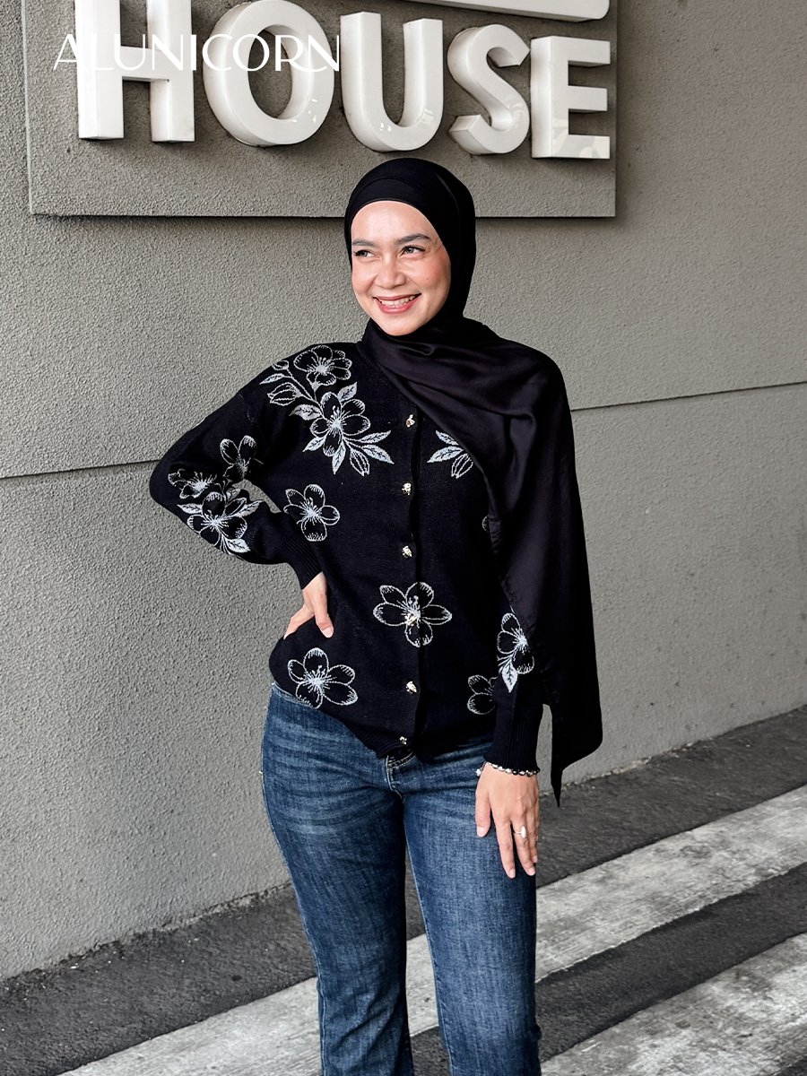 Alunicorn - Floral Cardigan Series | Cardigan Rajut Premium Wanita Motif Floral