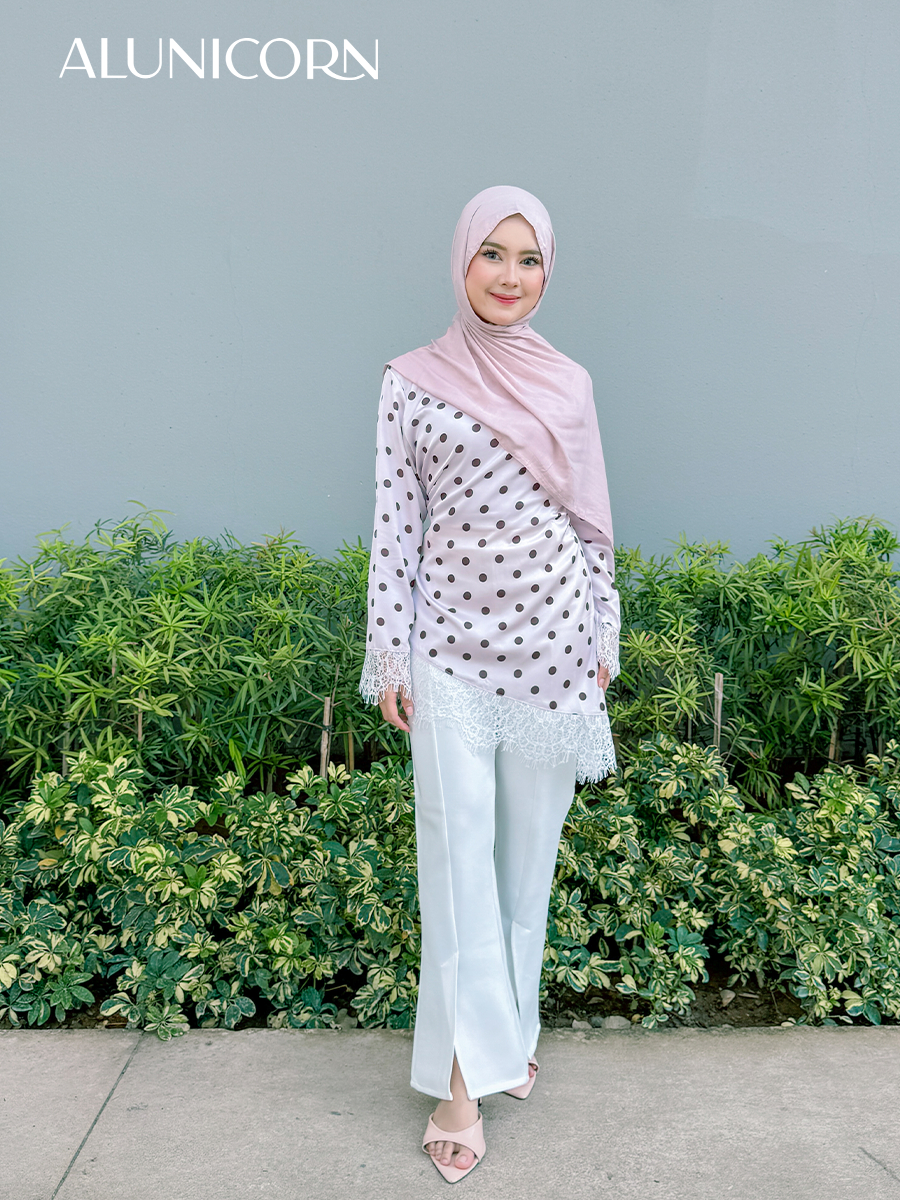 Alunicorn - Zara PolkaTop - Blouse Wanita Polkadot Premium - Tunik Lengan Panjang Atasan Elegant Baju Kerja Daily Wear