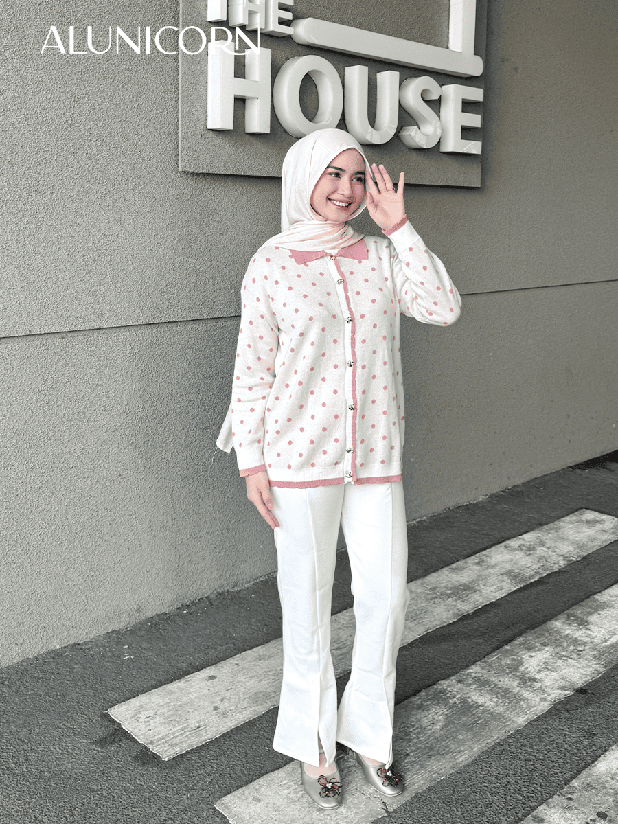 Alunicorn - Lolly Polka Cardigan | Cardigan Rajut Wanita Premium Motif Polkadot | Knit Button Up
