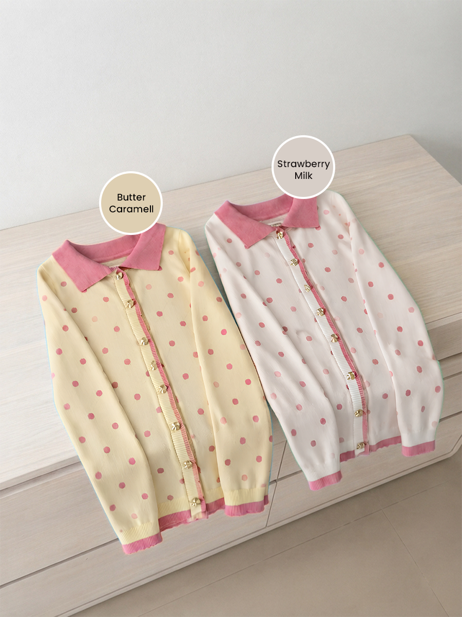 Alunicorn - Lolly Polka Cardigan | Cardigan Rajut Wanita Premium Motif Polkadot | Knit Button Up