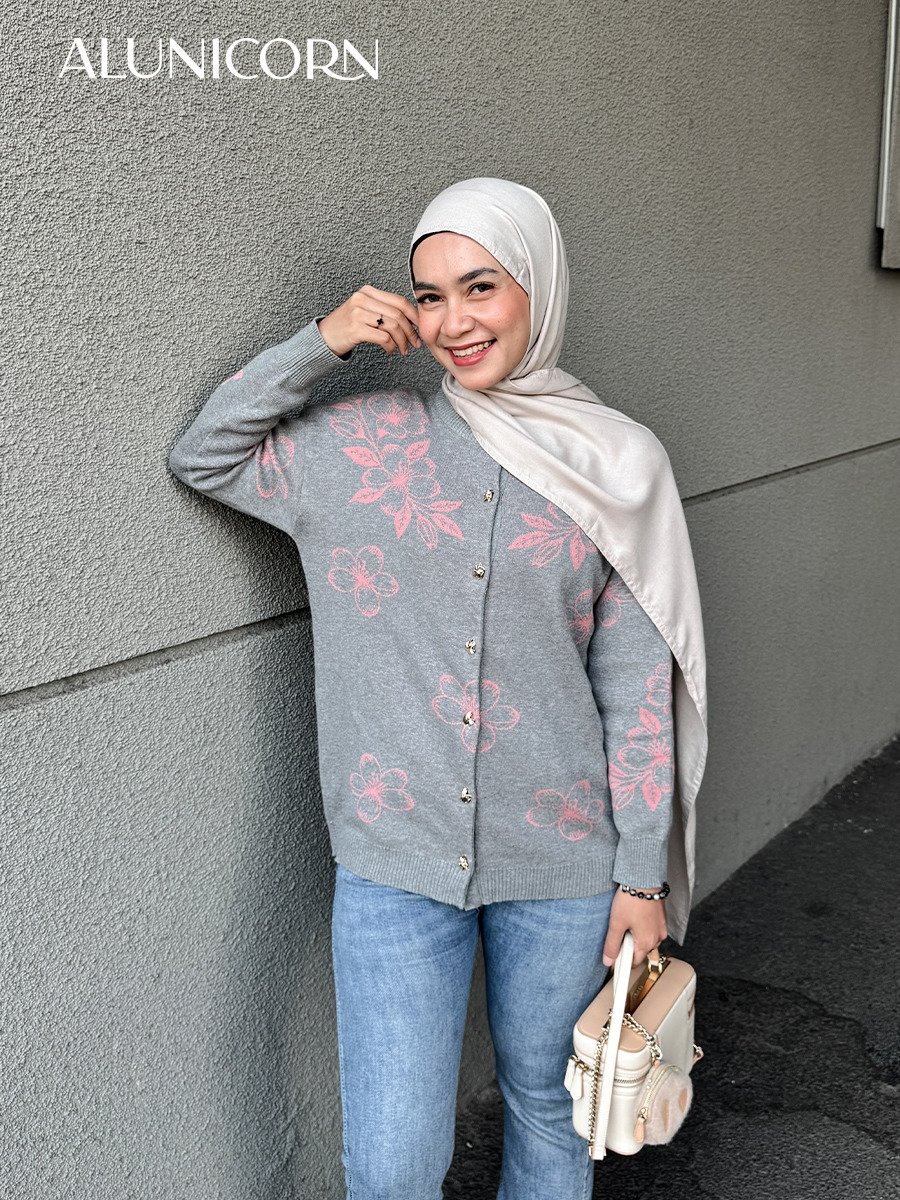 Alunicorn - Floral Cardigan Series | Cardigan Rajut Premium Wanita Motif Floral