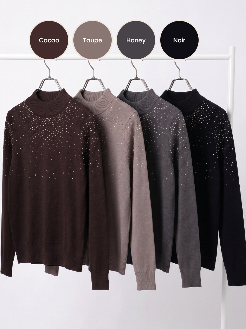 Alunicorn - Hoshi Neck Sweater | Sweater Rajut Wanita Premium | Knit Sweater Lengan Panjang | Atasan Wanita Elegan