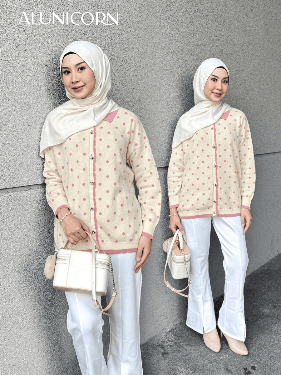 Alunicorn - Lolly Polka Cardigan | Cardigan Rajut Wanita Premium Motif Polkadot | Knit Button Up