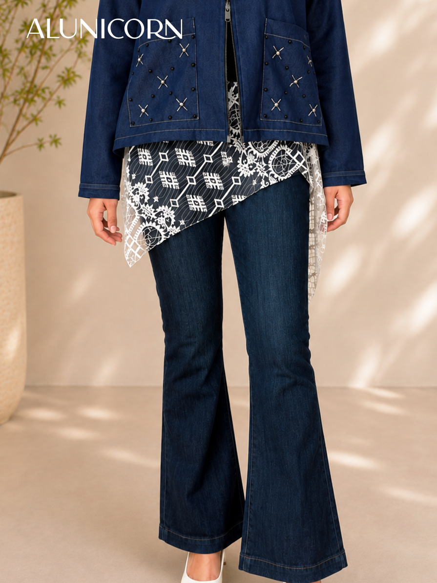 Alunicorn - Elan Lace Layering V-neck | Lace Trim & Ruffle Detail | Aksen Outfit Wanita | Layering Accessory